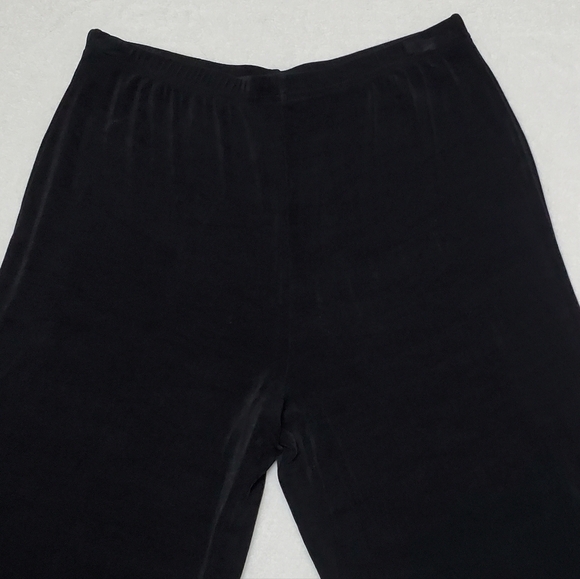 Vintage 80s Softwear Mark Singer Black Slinky Crepe High Rise Palazzo Pants L - Picture 7 of 11